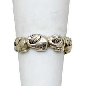 vintage sterling silver elephant band ring - GM423